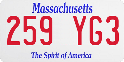 MA license plate 259YG3