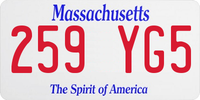 MA license plate 259YG5