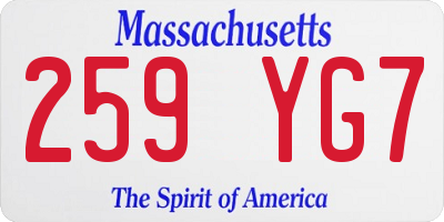 MA license plate 259YG7