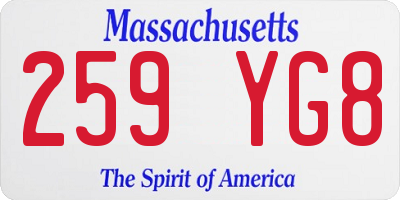 MA license plate 259YG8