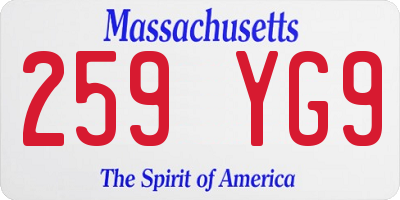 MA license plate 259YG9