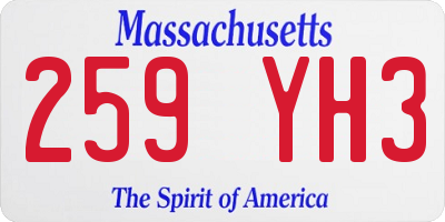 MA license plate 259YH3