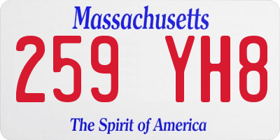 MA license plate 259YH8