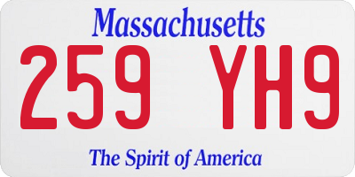 MA license plate 259YH9