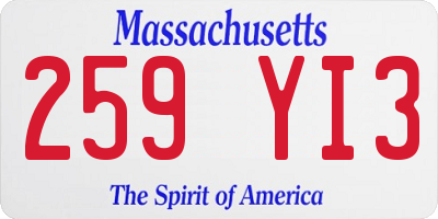 MA license plate 259YI3