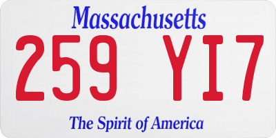 MA license plate 259YI7