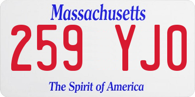 MA license plate 259YJ0