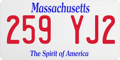 MA license plate 259YJ2