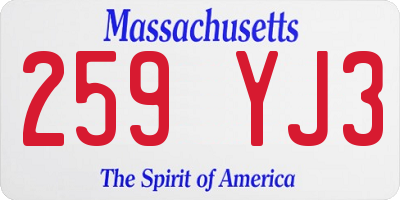MA license plate 259YJ3