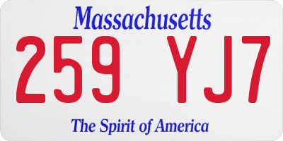 MA license plate 259YJ7