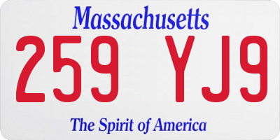 MA license plate 259YJ9