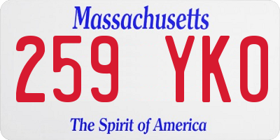 MA license plate 259YK0