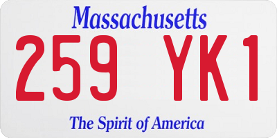 MA license plate 259YK1