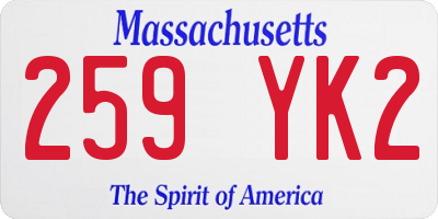 MA license plate 259YK2
