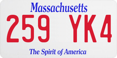 MA license plate 259YK4