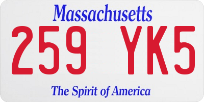 MA license plate 259YK5