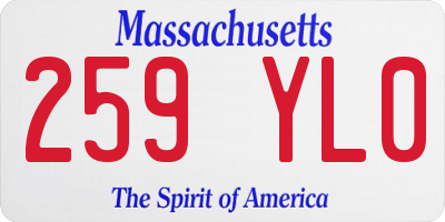 MA license plate 259YL0