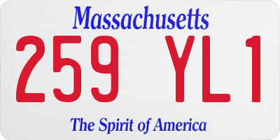 MA license plate 259YL1