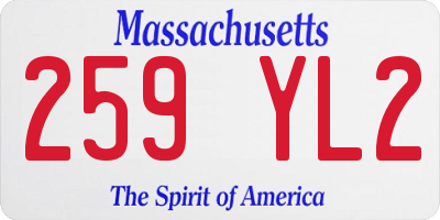 MA license plate 259YL2