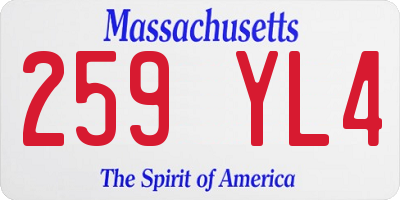 MA license plate 259YL4