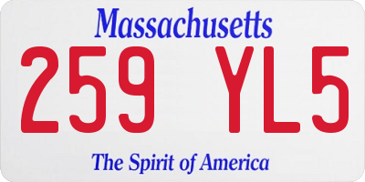 MA license plate 259YL5