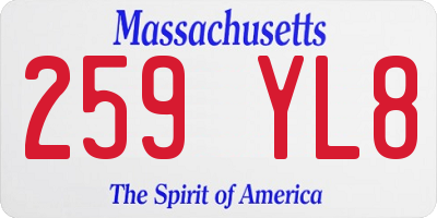 MA license plate 259YL8