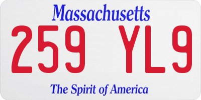 MA license plate 259YL9