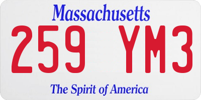 MA license plate 259YM3