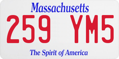 MA license plate 259YM5
