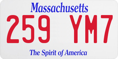 MA license plate 259YM7