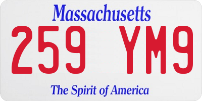 MA license plate 259YM9