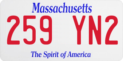 MA license plate 259YN2
