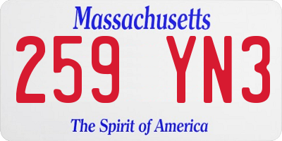 MA license plate 259YN3