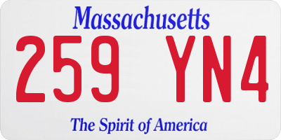MA license plate 259YN4