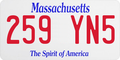 MA license plate 259YN5