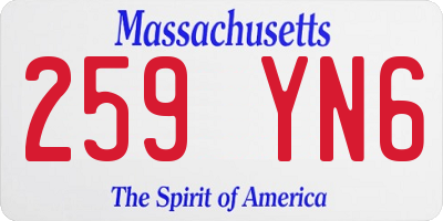 MA license plate 259YN6