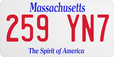 MA license plate 259YN7