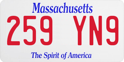MA license plate 259YN9