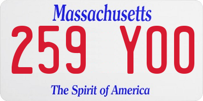 MA license plate 259YO0