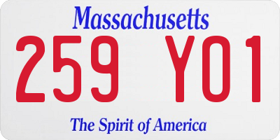 MA license plate 259YO1