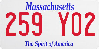 MA license plate 259YO2