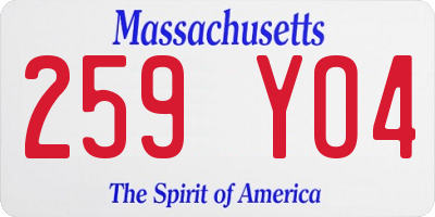 MA license plate 259YO4