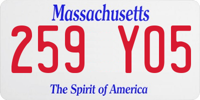 MA license plate 259YO5