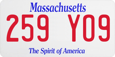 MA license plate 259YO9