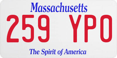 MA license plate 259YP0