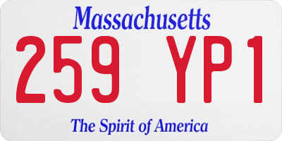 MA license plate 259YP1