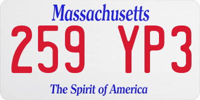 MA license plate 259YP3