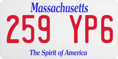 MA license plate 259YP6