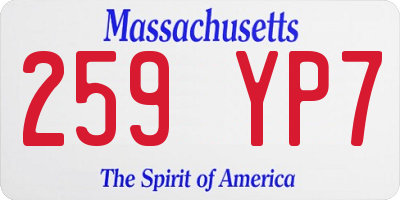 MA license plate 259YP7