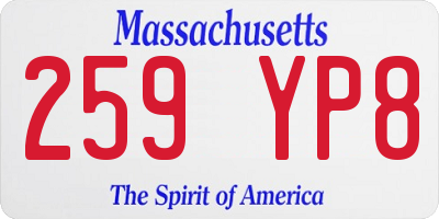 MA license plate 259YP8